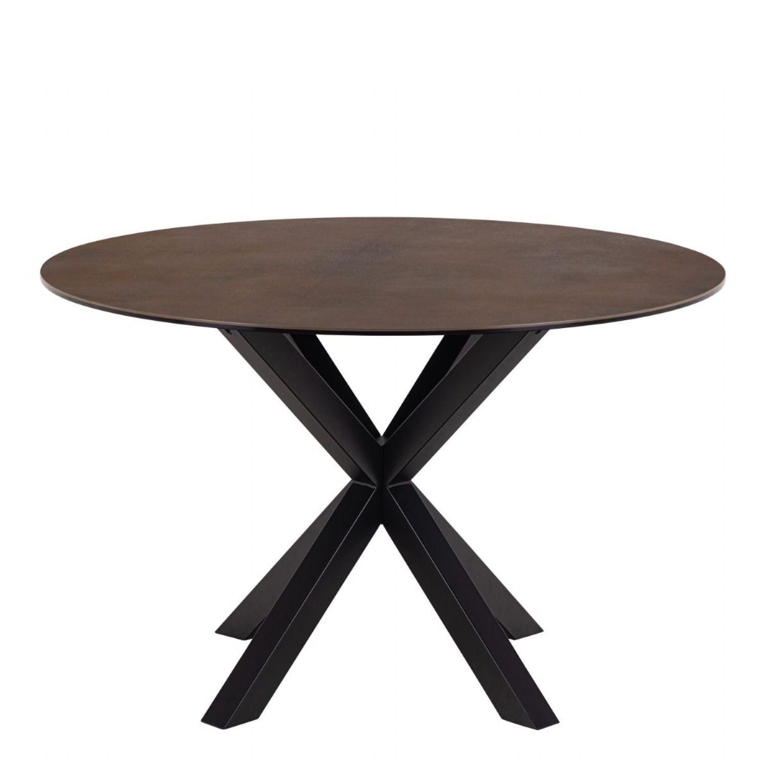 Heaven Round Dining Table with Ceramic Rusty Brown Top 119cm