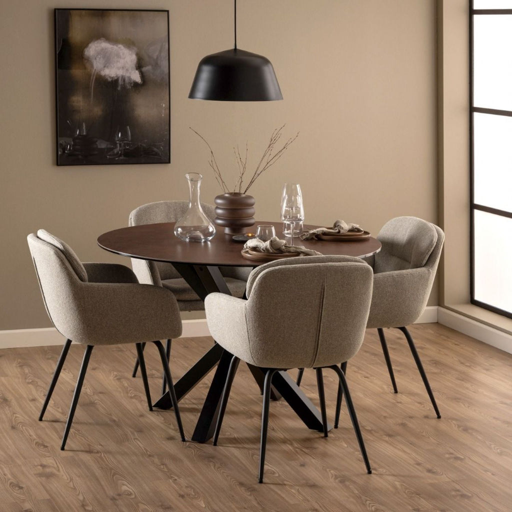 Heaven Round Dining Table with Ceramic Rusty Brown Top 119cm