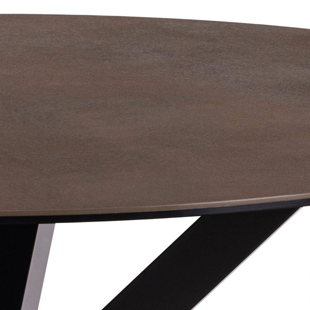 Heaven Round Dining Table with Ceramic Rusty Brown Top 119cm