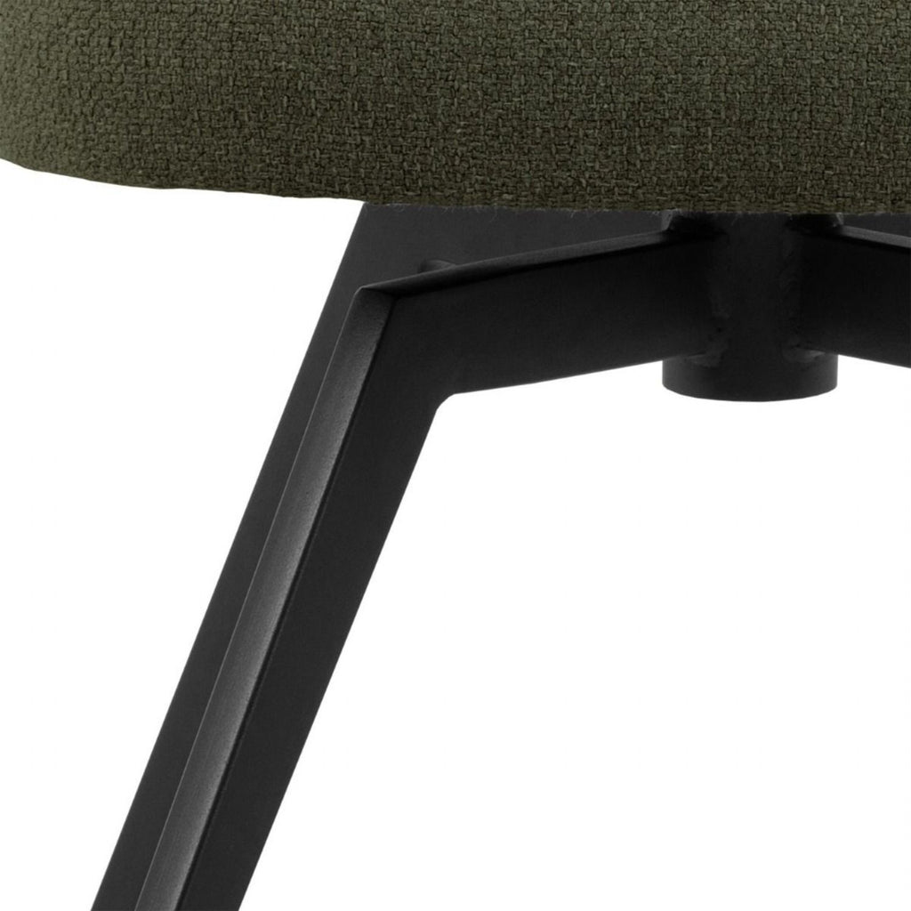 Soli Round Dining Table in Oak and Black 120x75cm includes 4 Darlene Dining Chair includes Armrest and Swivel Function in Green