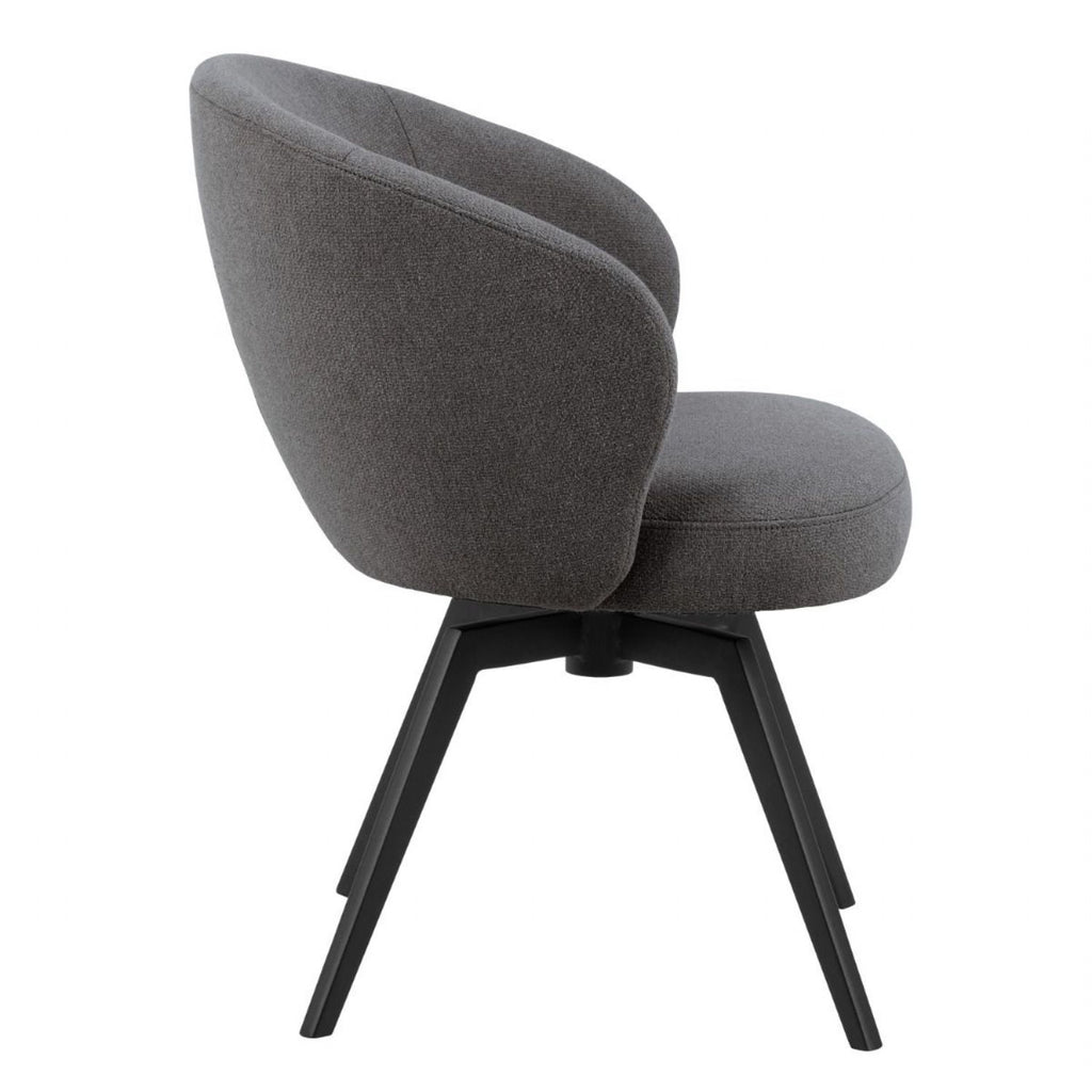 Soli Round Dining Table in Oak and Black 120x75cm Includes 4 Darlene Dining Chair with Armrest and Swivel Function in Grey