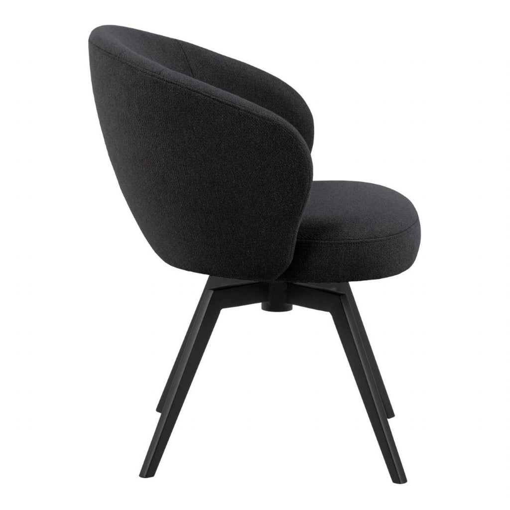 Soli Round Dining Table in Oak and Black 120x75cm includes 4 Darlene Dining Chair includes Armrest and Swivel Function in Black
