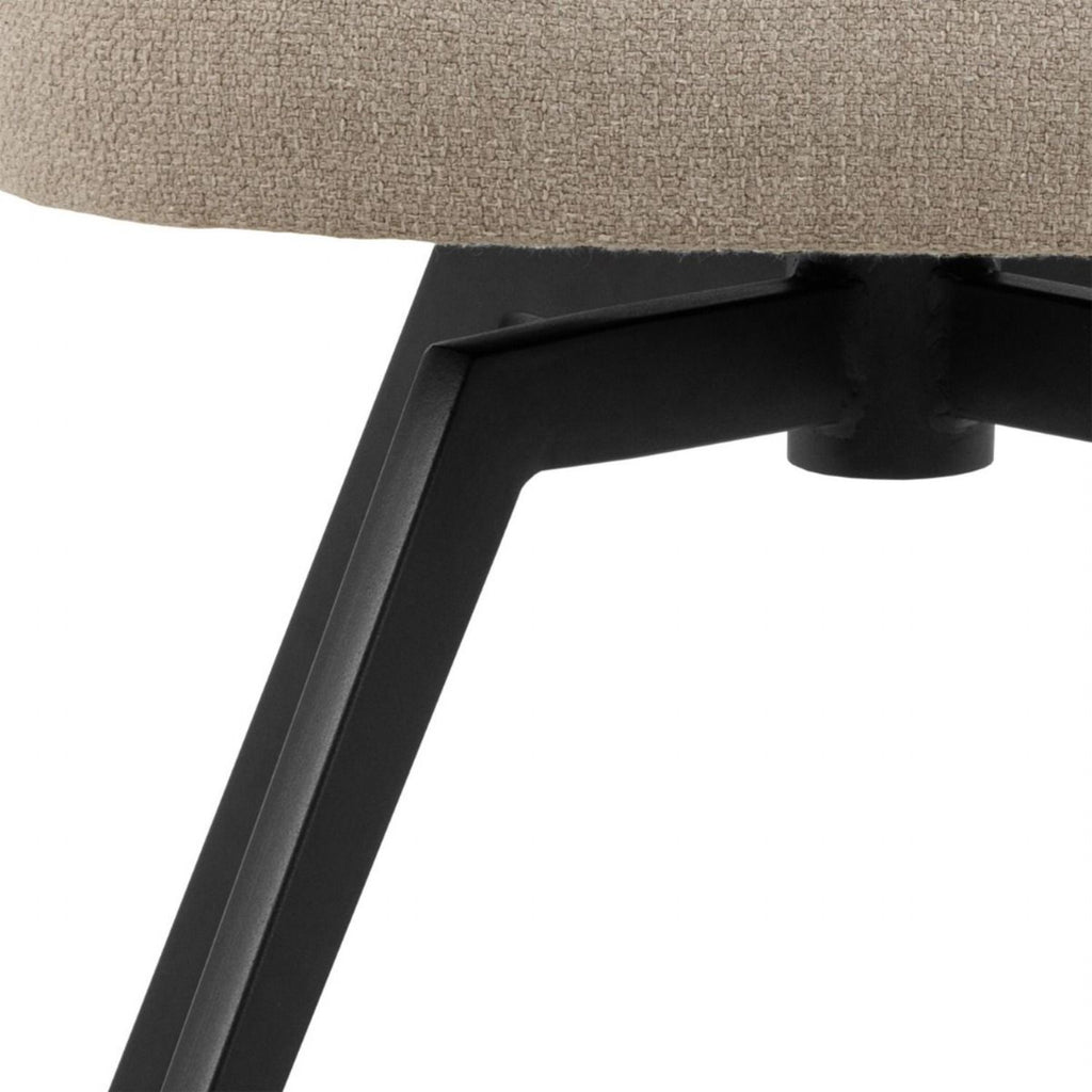 Soli Round Dining Table in Oak and Black 120x75cm includes 4 Darlene Dining Chair includes Armrest and Swivel Function in Beige
