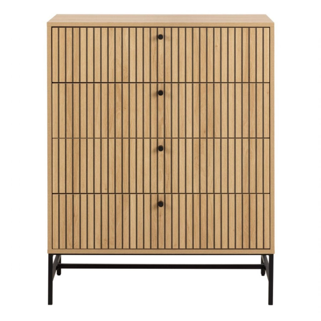 Albany Chest of 4 Drawers in Oak Black Legs