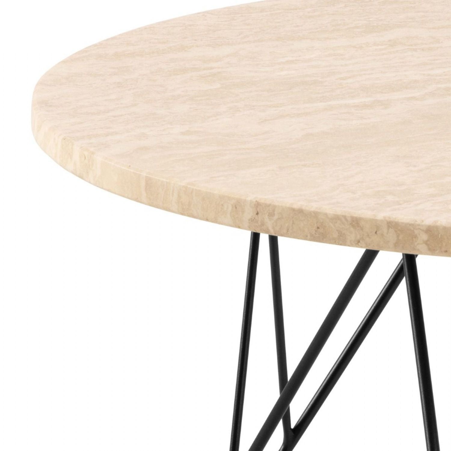 Prunus Round Coffee Table in Matt Beige and Matt Black Coated Steel Base 80x46.4cm