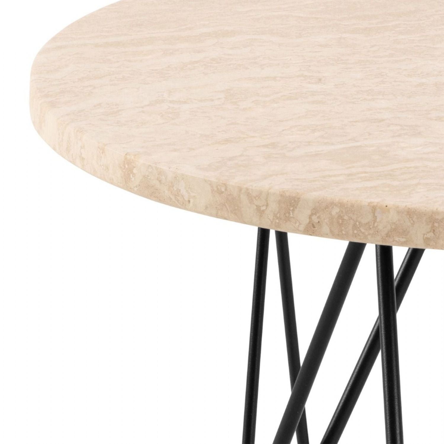 Prunus Round Side Table in Matt Beige and Black Coated Steel Base 55x41.4cm