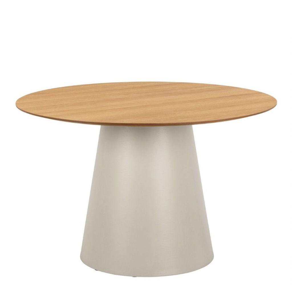 Soli Round Dining Table in Oak and Grey 120x75cm includes 4 Ella Swivel Beige Dining Chair