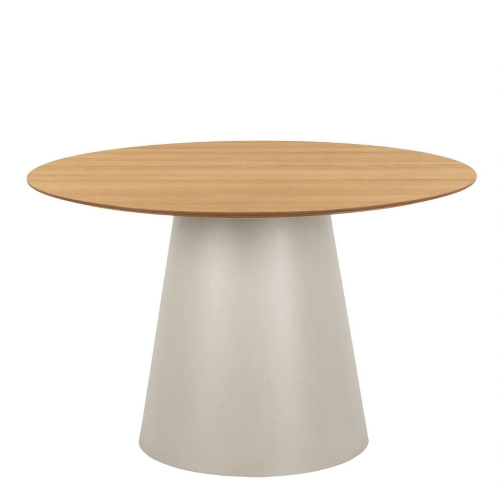 Soli Round Dining Table in Oak and Grey 120x75cm includes 4 Ella Swivel Beige Dining Chair