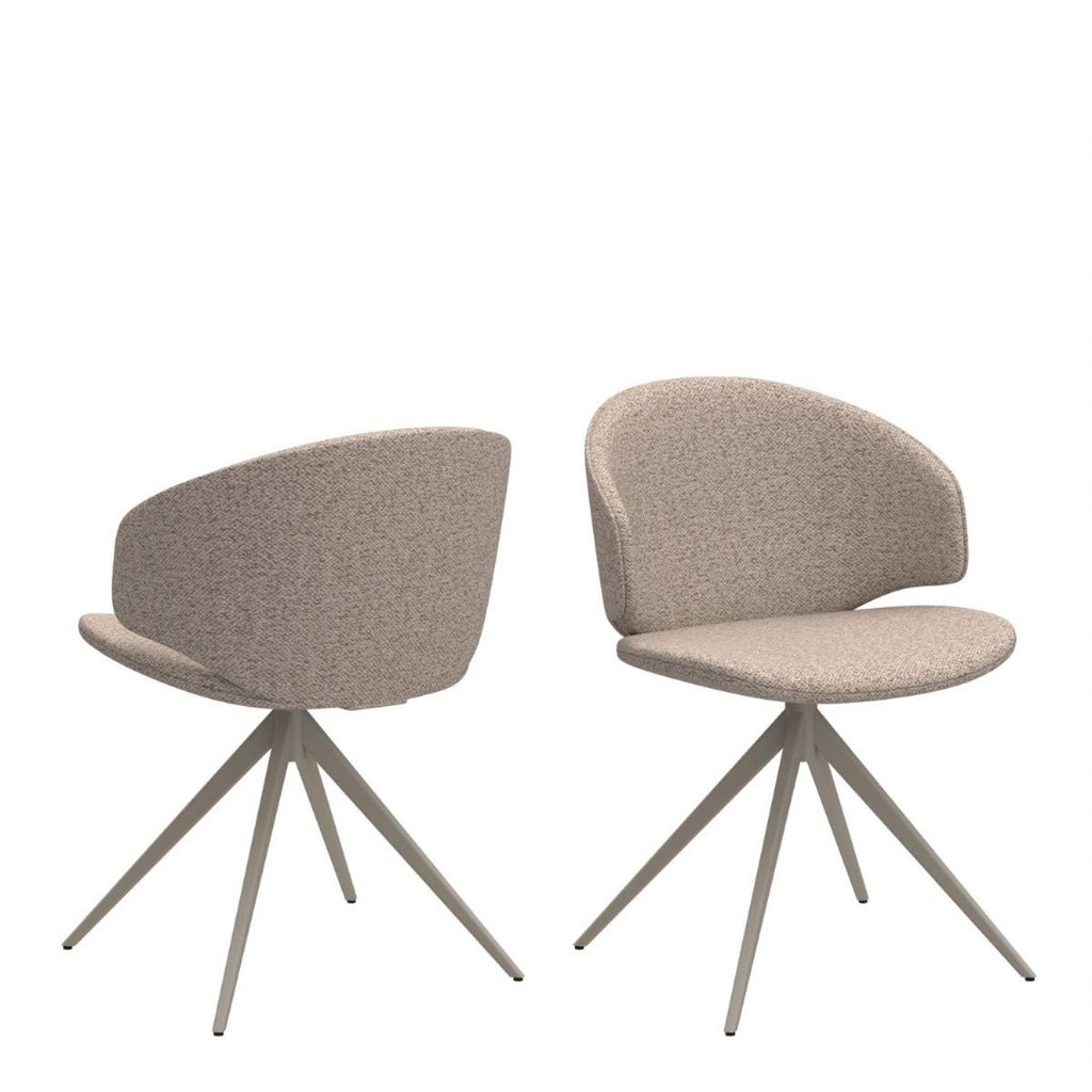 Soli Round Dining Table in Oak and Grey 120x75cm includes 4 Ella Swivel Beige Dining Chair