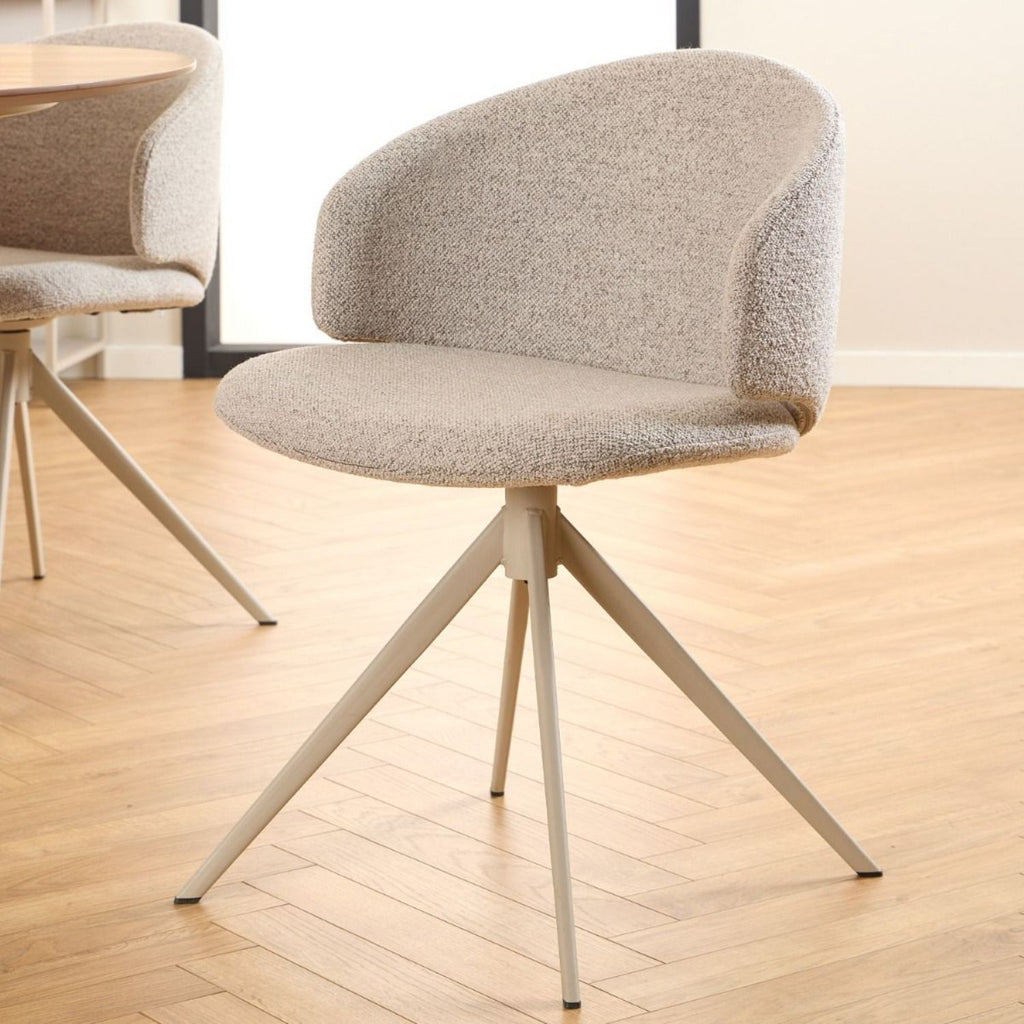 Palermo Ceramic Dining Table in Grey 160x75cm includes 4 Ella Swivel Beige Dining Chair