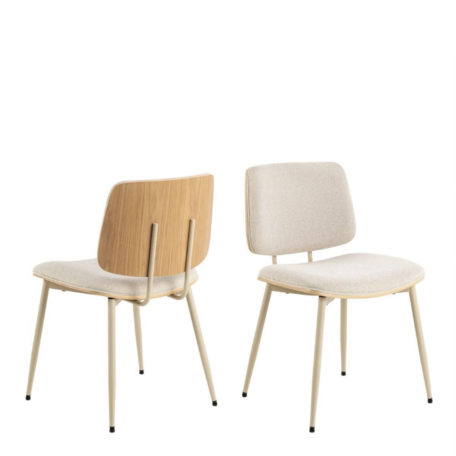 Ibiza Round Beige Dining Table with 4 Owen Dining Chairs in Beige