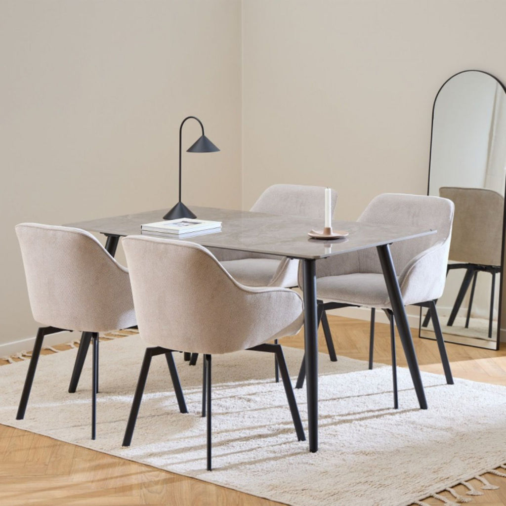 Wicklow Rectangular Dining Table in Grey Black