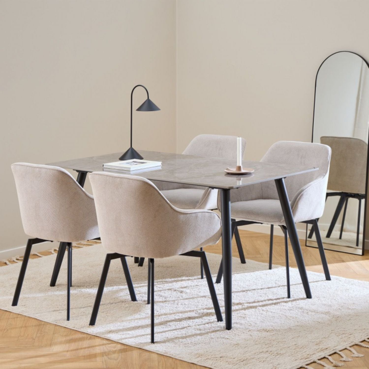 Wicklow Rectangular Dining Table in Grey Black