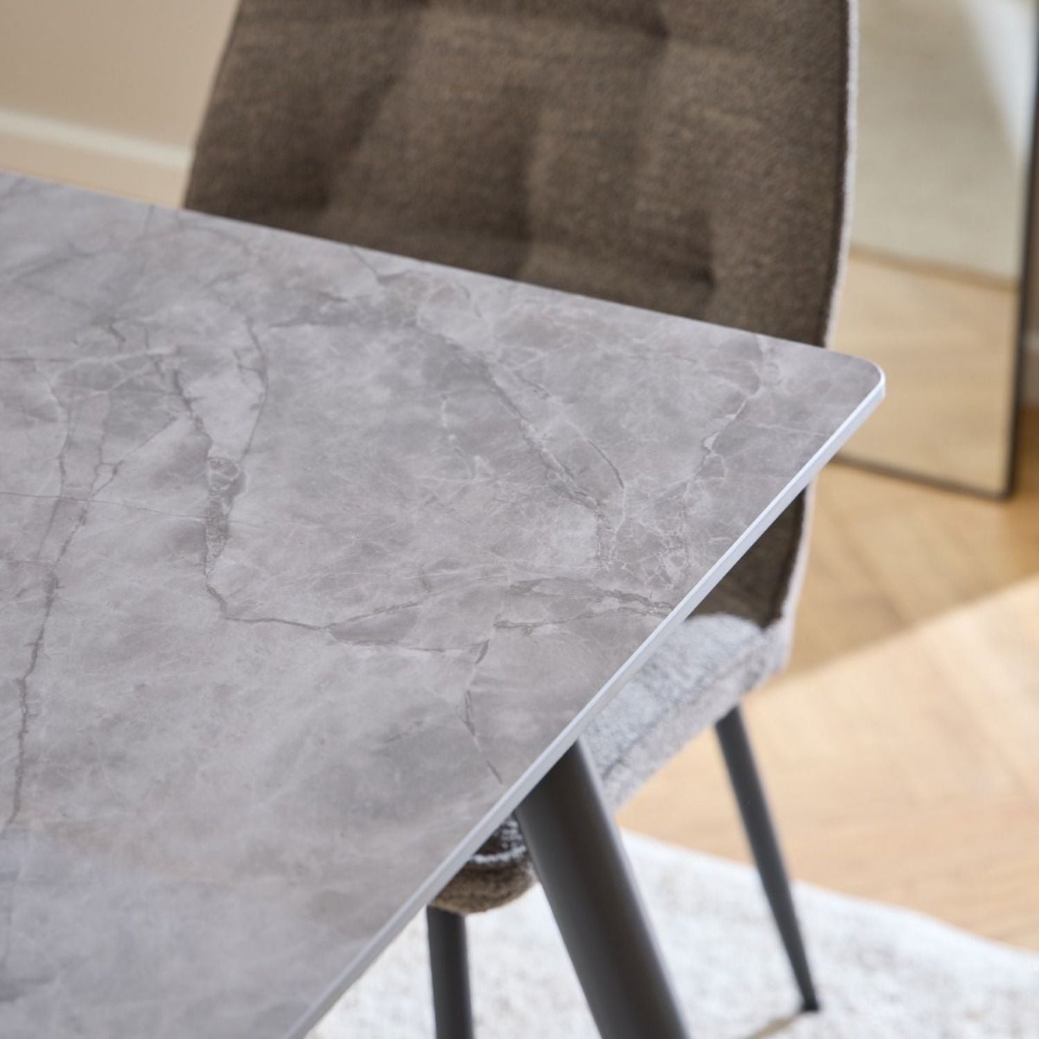 Wicklow Rectangular Dining Table in Grey and Black 140x75cm includes 4 Brooke Dining Chair in Monza Beige
