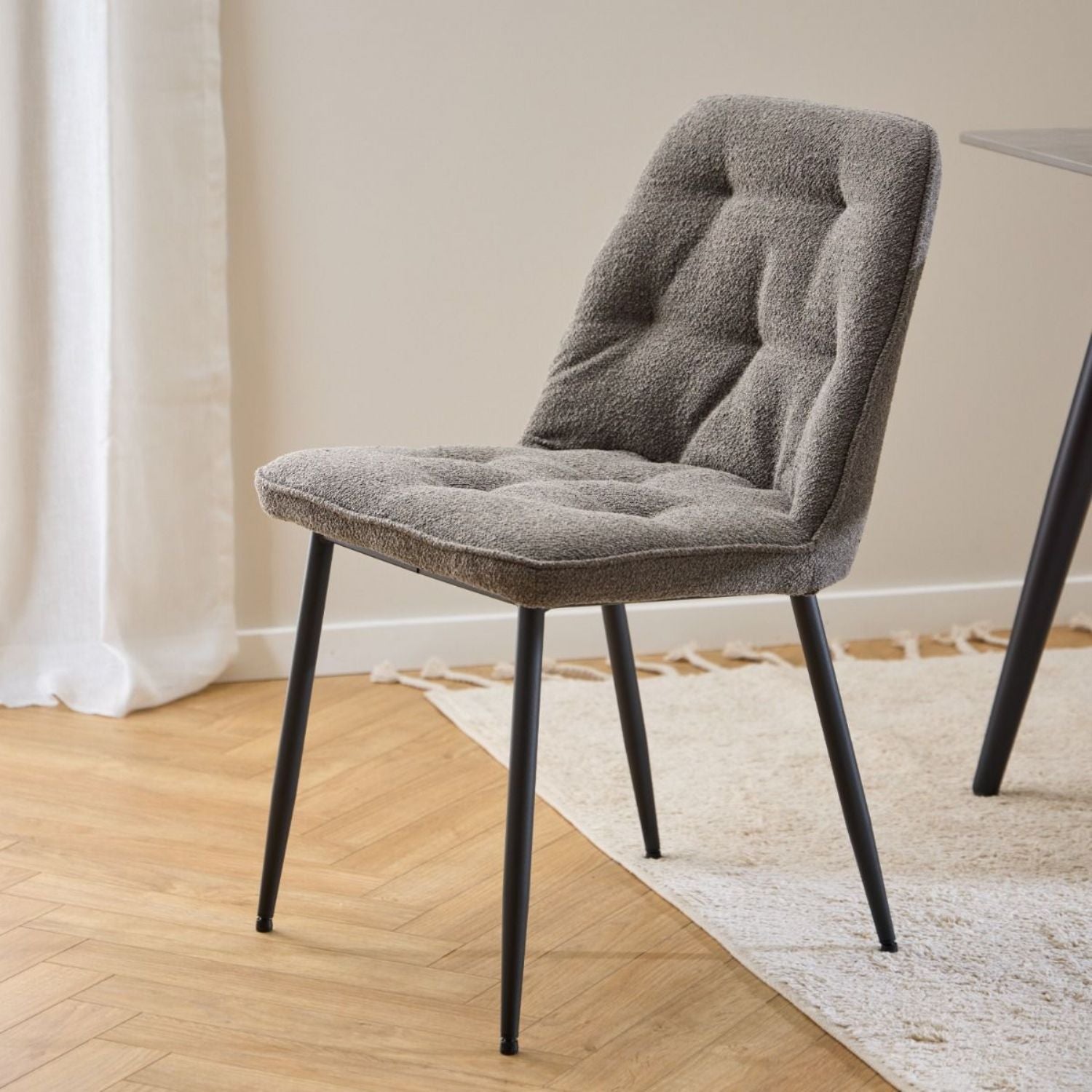 Wicklow Rectangular Dining Table in Grey and Black 140x75cm includes 4 Brooke Dining Chair in Taupe