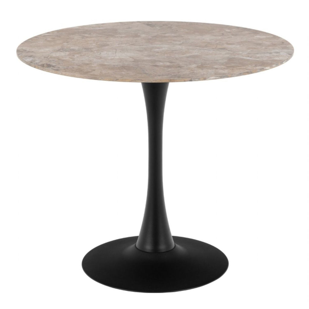 Malta Ceramic Round Dining Table Brown Black 90x75 cm