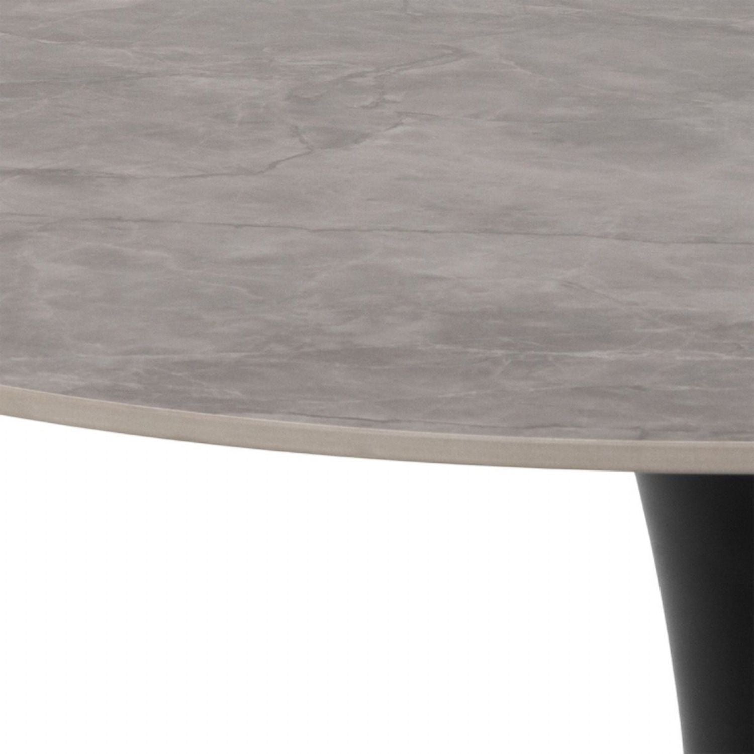 Malta Ceramic Round Dining Table Grey Black 90x75 cm