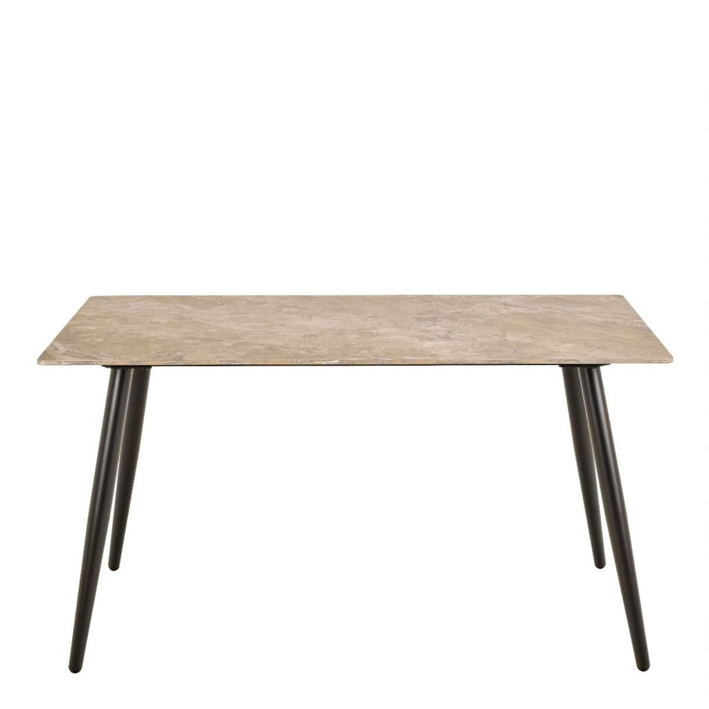 Wicklow Ceramic Dining Table Brown and Black 140x75cm includes 4 Brooke Dining Chair in Monza Beige