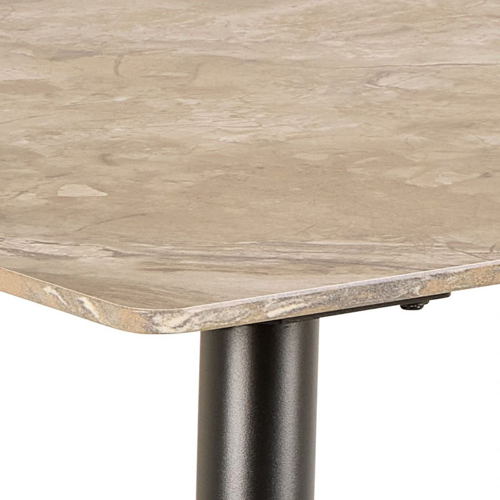 Wicklow Ceramic Dining Table Brown and Black 140x75cm includes 4 Brooke Dining Chair in Monza Beige