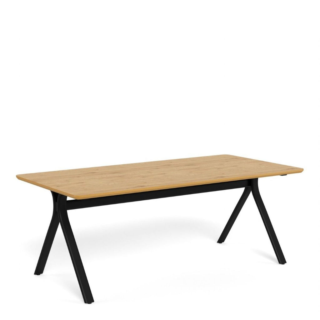 Bristol Dining Table in Wild Oak &amp; Black Metal Base