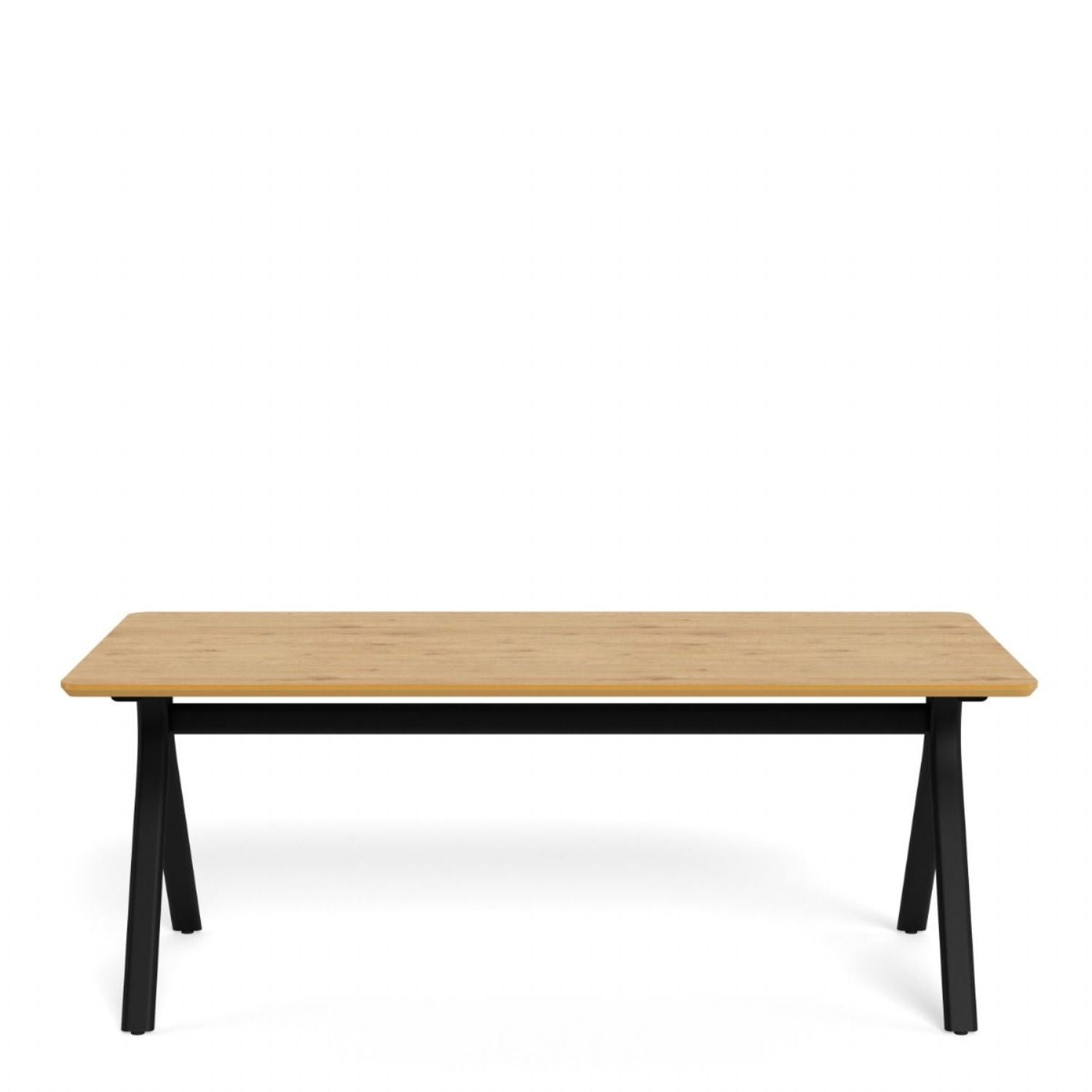 Bristol Dining Table in Wild Oak & Black Metal Base