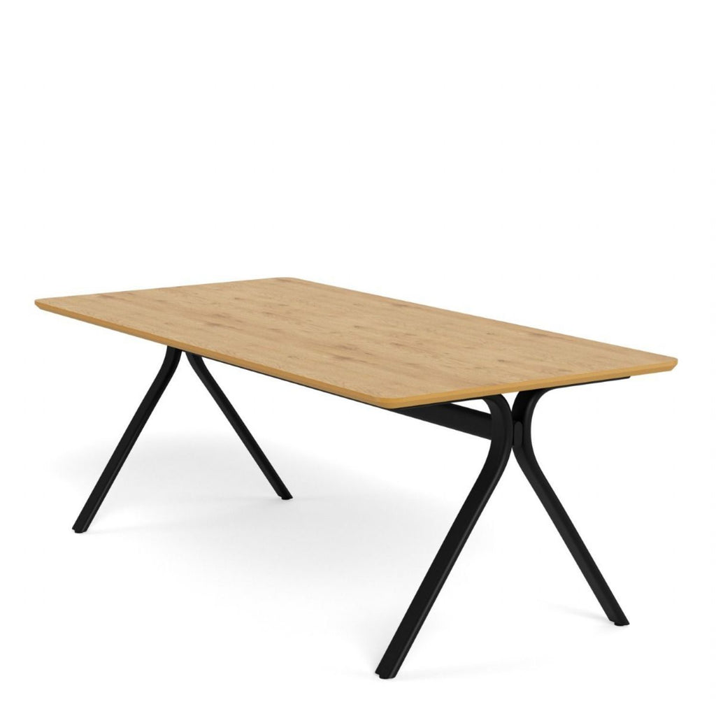 Bristol Dining Table in Wild Oak & Black Metal Base