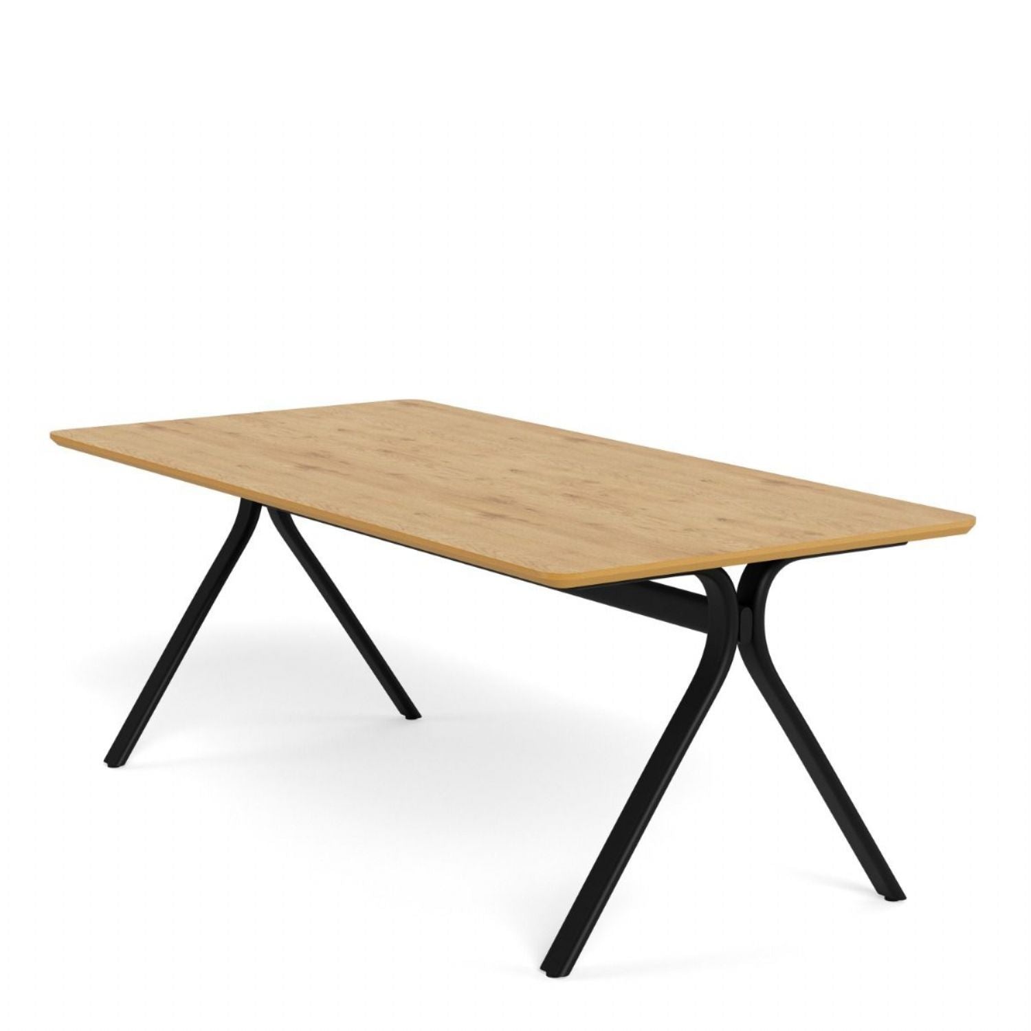 Bristol Dining Table in Wild Oak & Black Metal Base