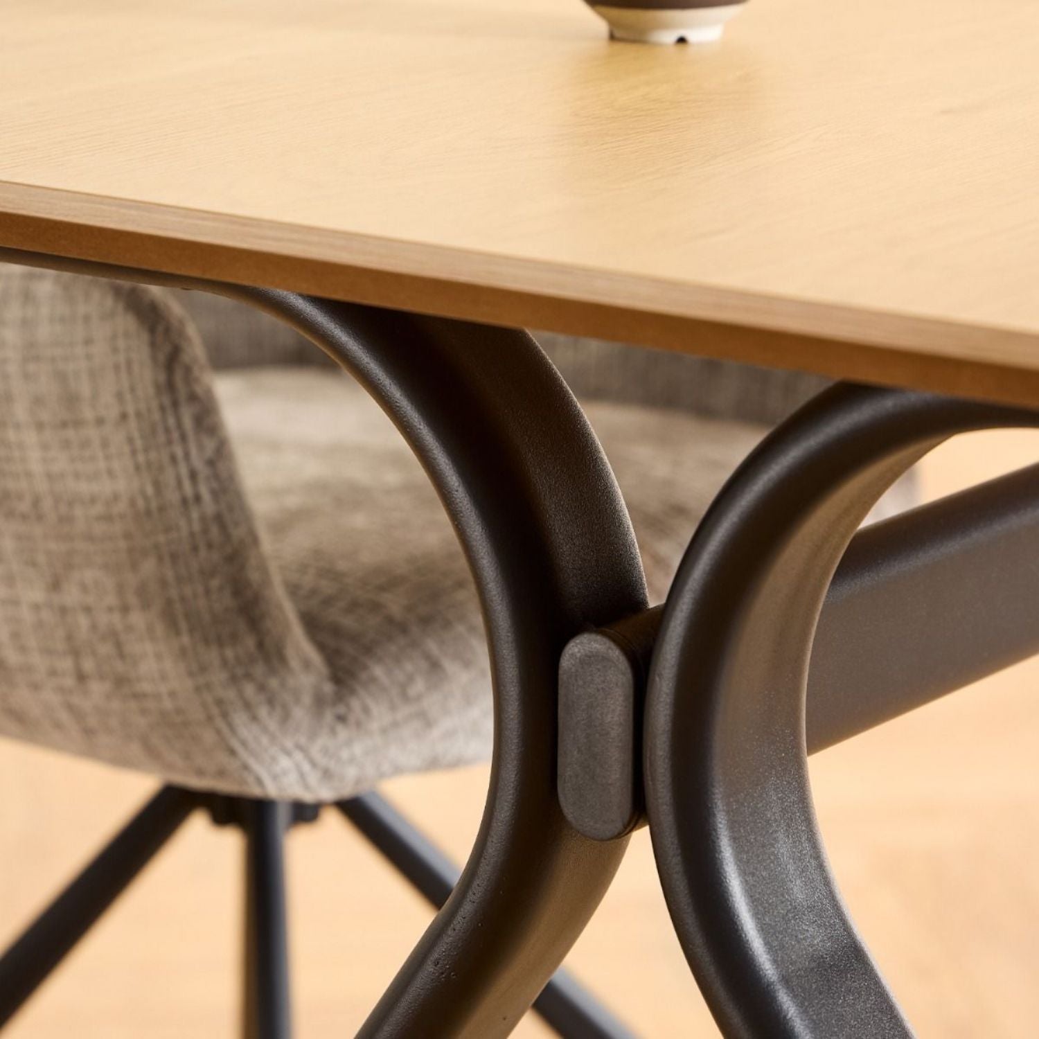 Bristol Dining Table in Wild Oak & Black Metal Base