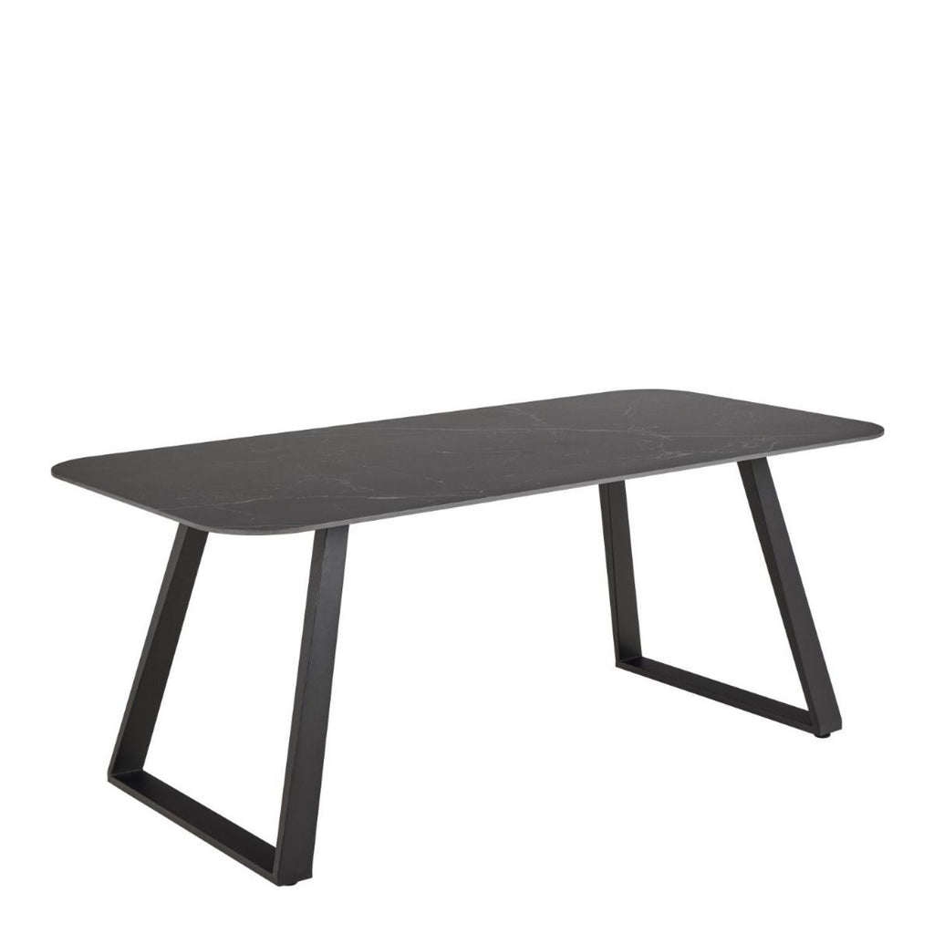 Antalya Dining Table with Black Ceramic Top &amp; Black Metal Base