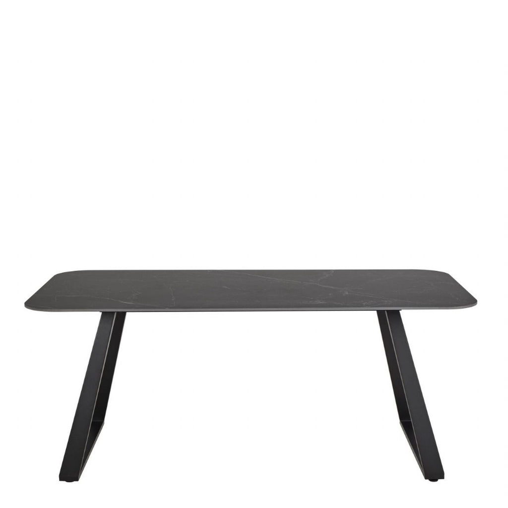 Antalya Dining Table with Black Ceramic Top & Black Metal Base
