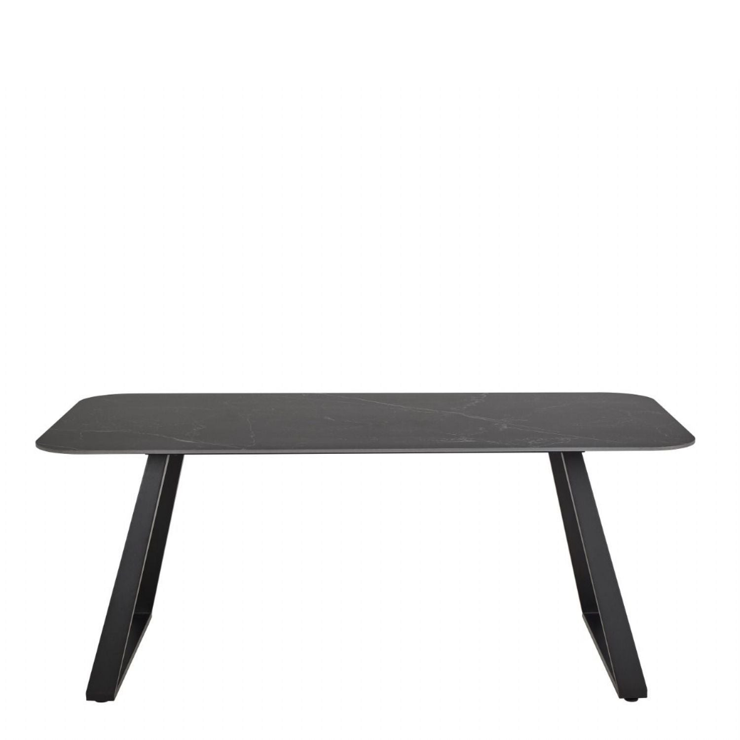 Antalya Dining Table with Black Ceramic Top & Black Metal Base