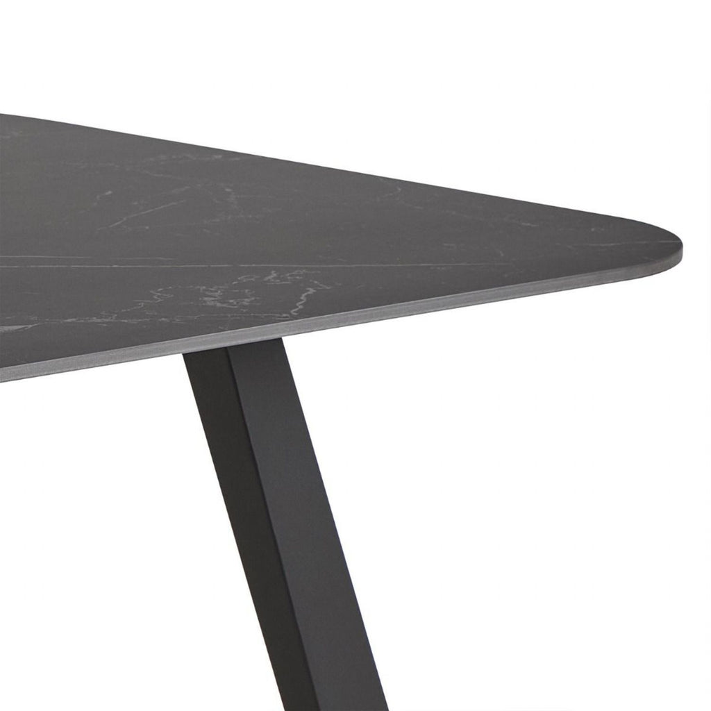 Antalya Dining Table with Black Ceramic Top & Black Metal Base