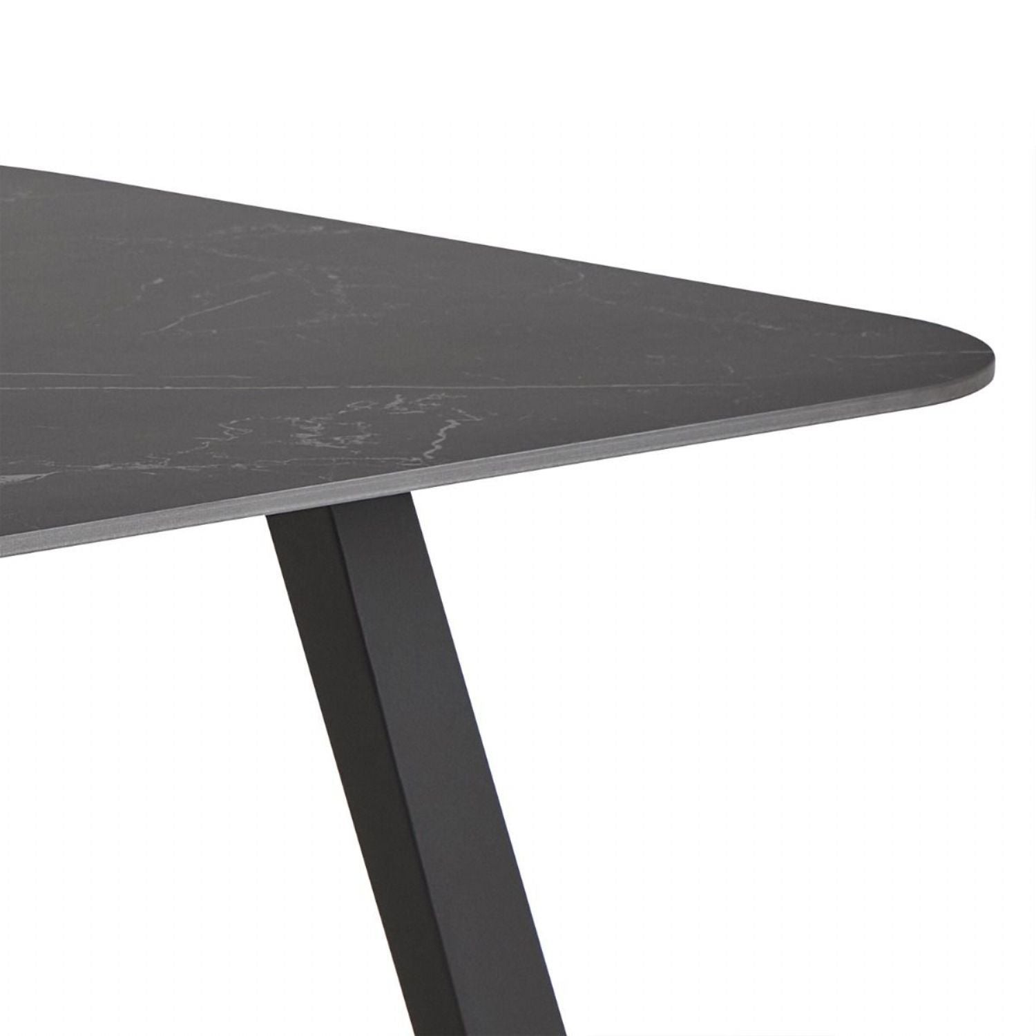 Antalya Dining Table with Black Ceramic Top & Black Metal Base
