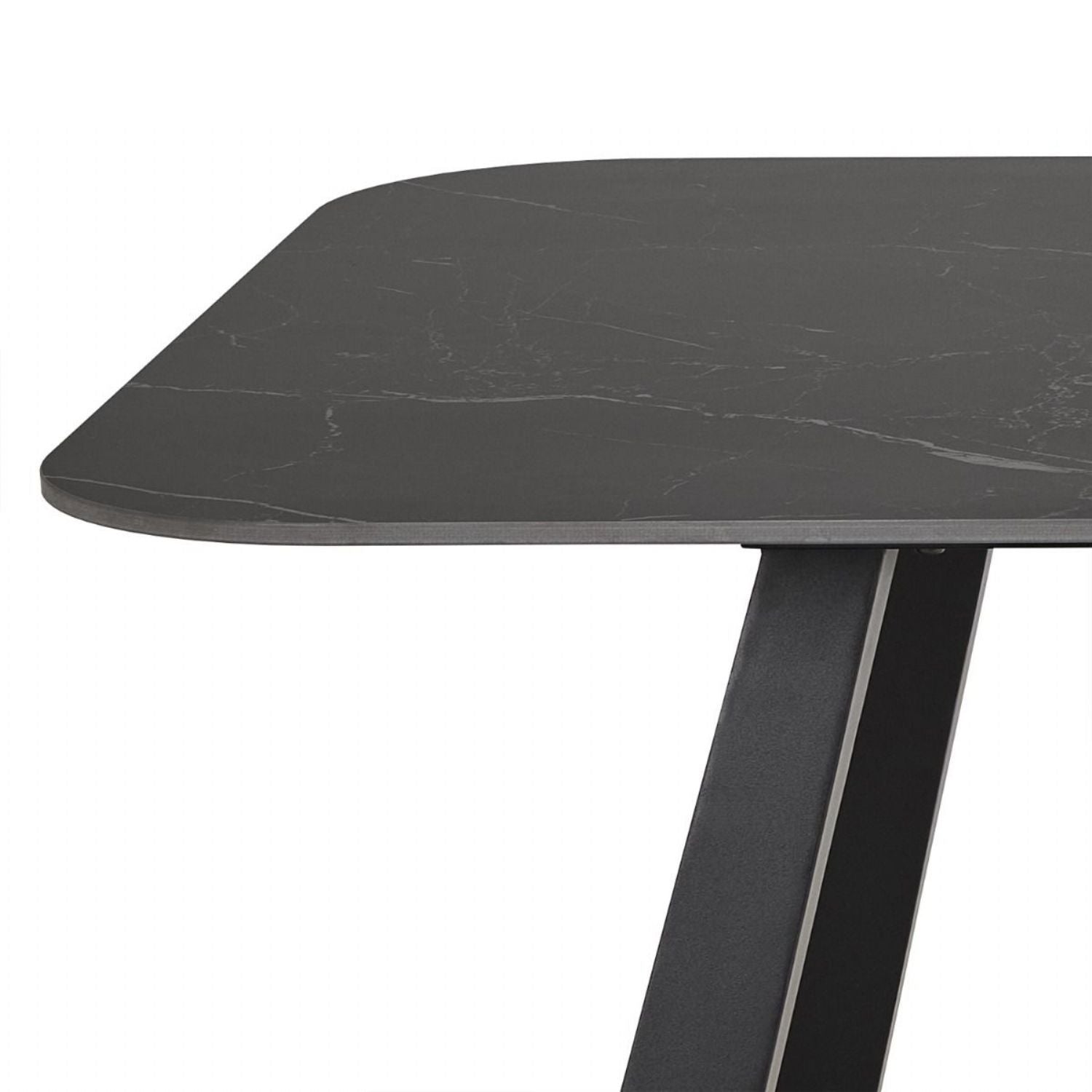 Antalya Dining Table with Black Ceramic Top & Black Metal Base