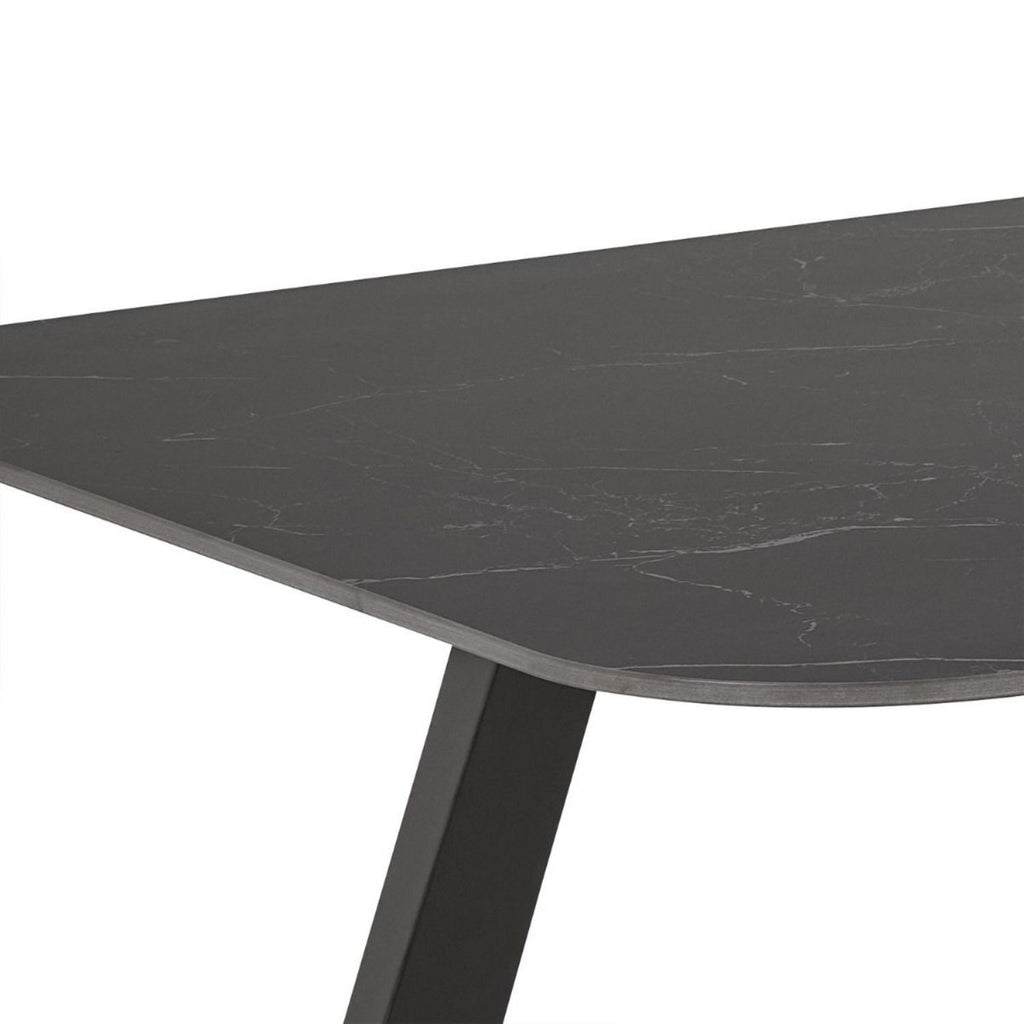 Antalya Dining Table with Black Ceramic Top & Black Metal Base