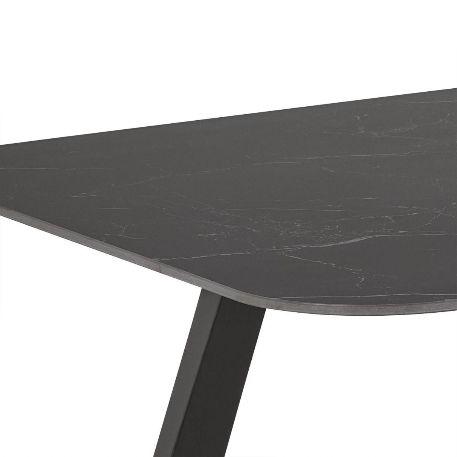 Antalya Dining Table with Black Ceramic Top & Black Metal Base