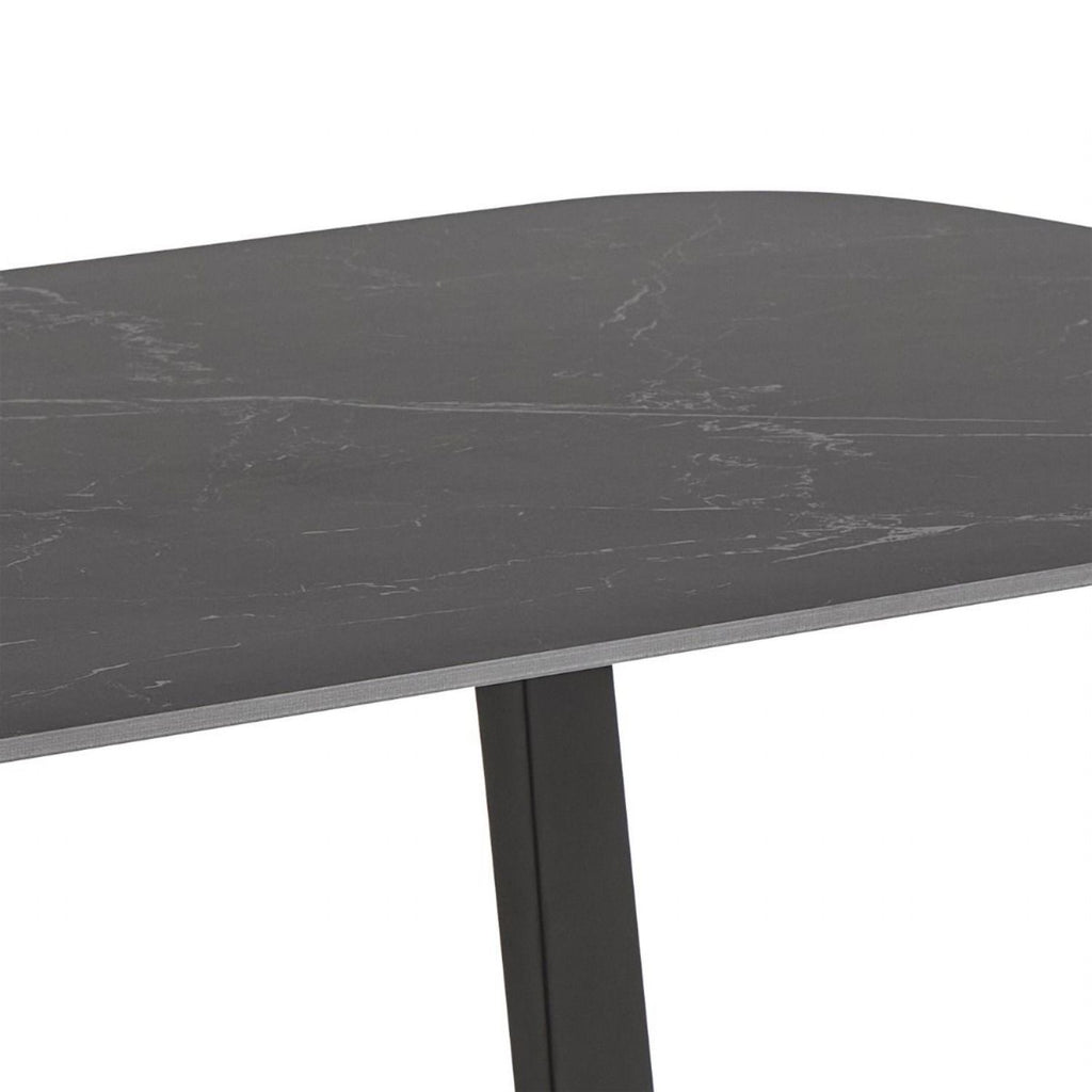 Antalya Dining Table with Black Ceramic Top & Black Metal Base
