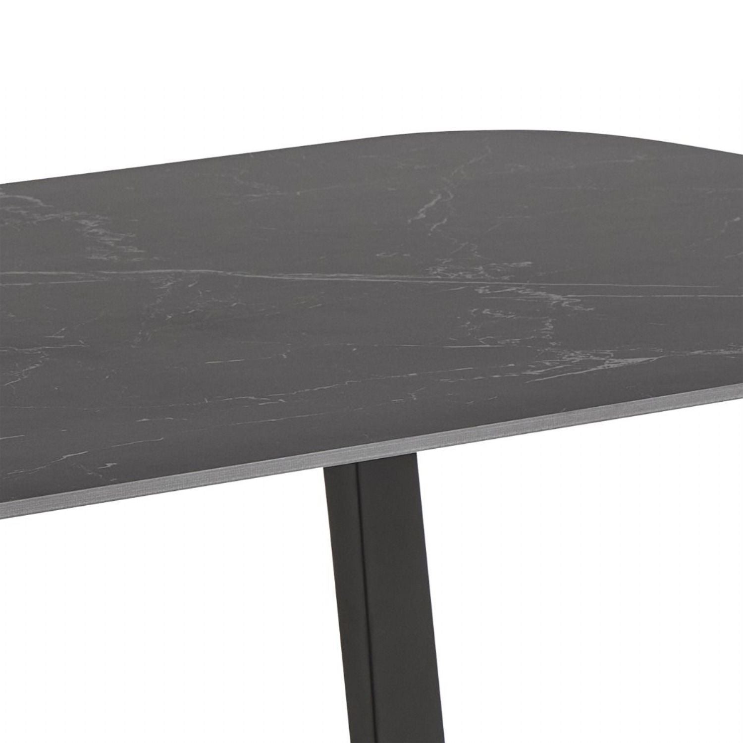 Antalya Dining Table with Black Ceramic Top & Black Metal Base