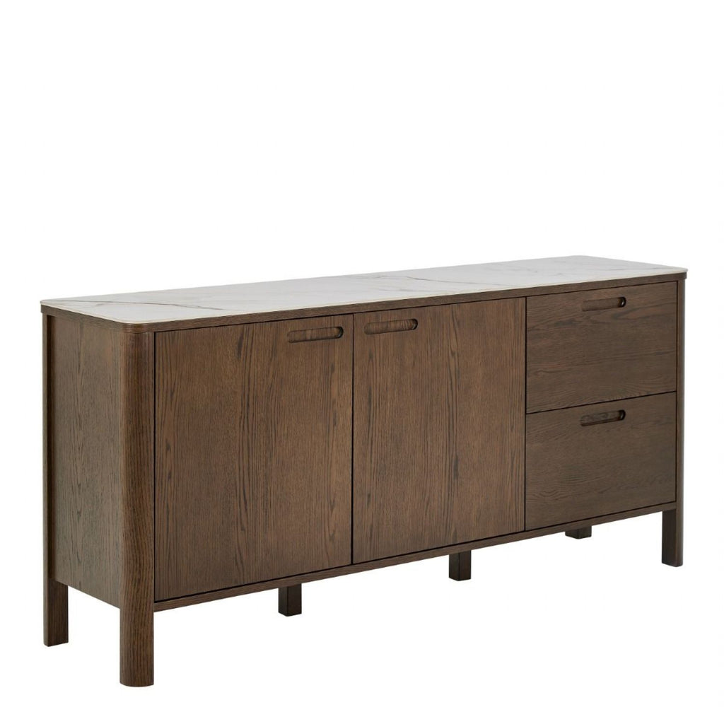 Southampton Sideboard With 2 Doors 2 Drawers and 2 Shelves in Cream Ceramic