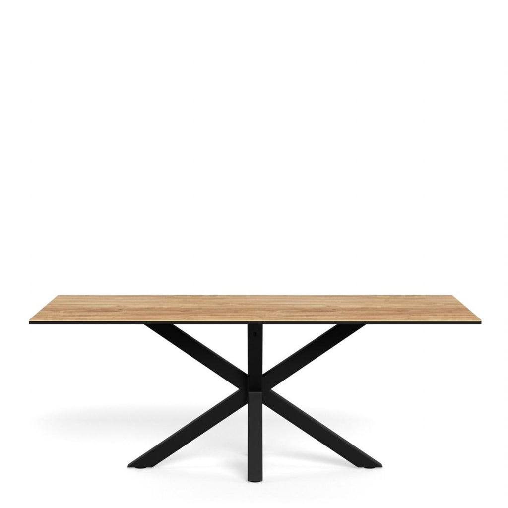 Heaven Dining Table with Wild Oak Ceramic Glass Top in Black 200x100cm