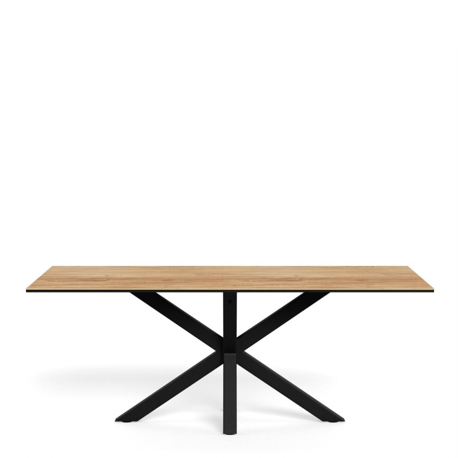 Heaven Dining Table with Wild Oak Ceramic Glass Top in Black 200x100cm