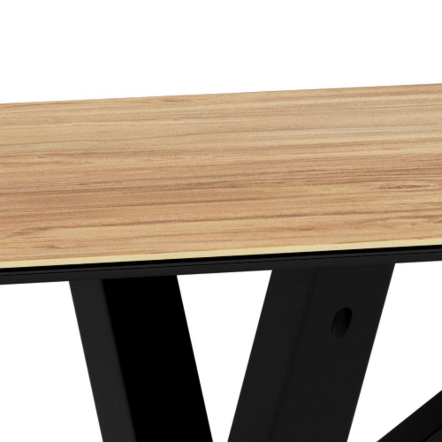 Heaven Dining Table with Wild Oak Ceramic Glass Top in Black 200x100cm