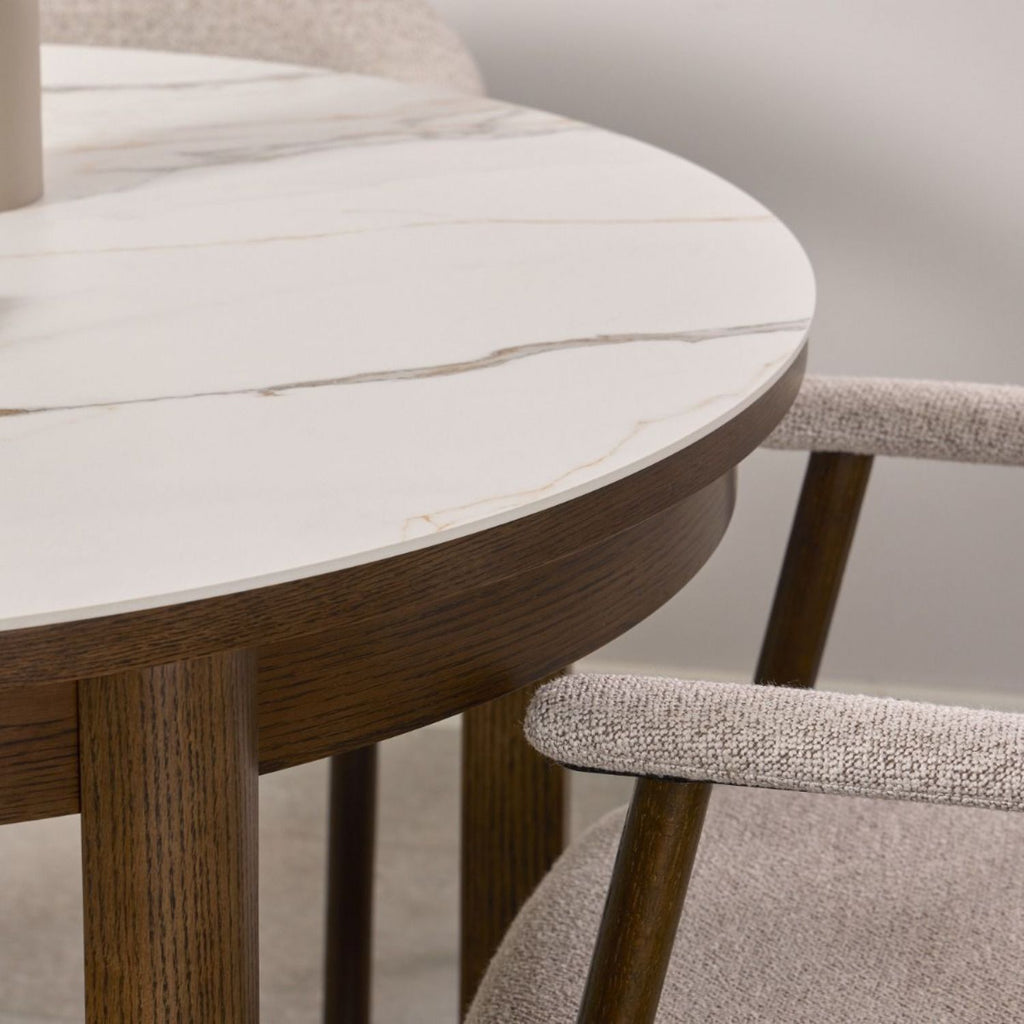 Southampton Round Dining Table in Cream Ceramic 120x75cm
