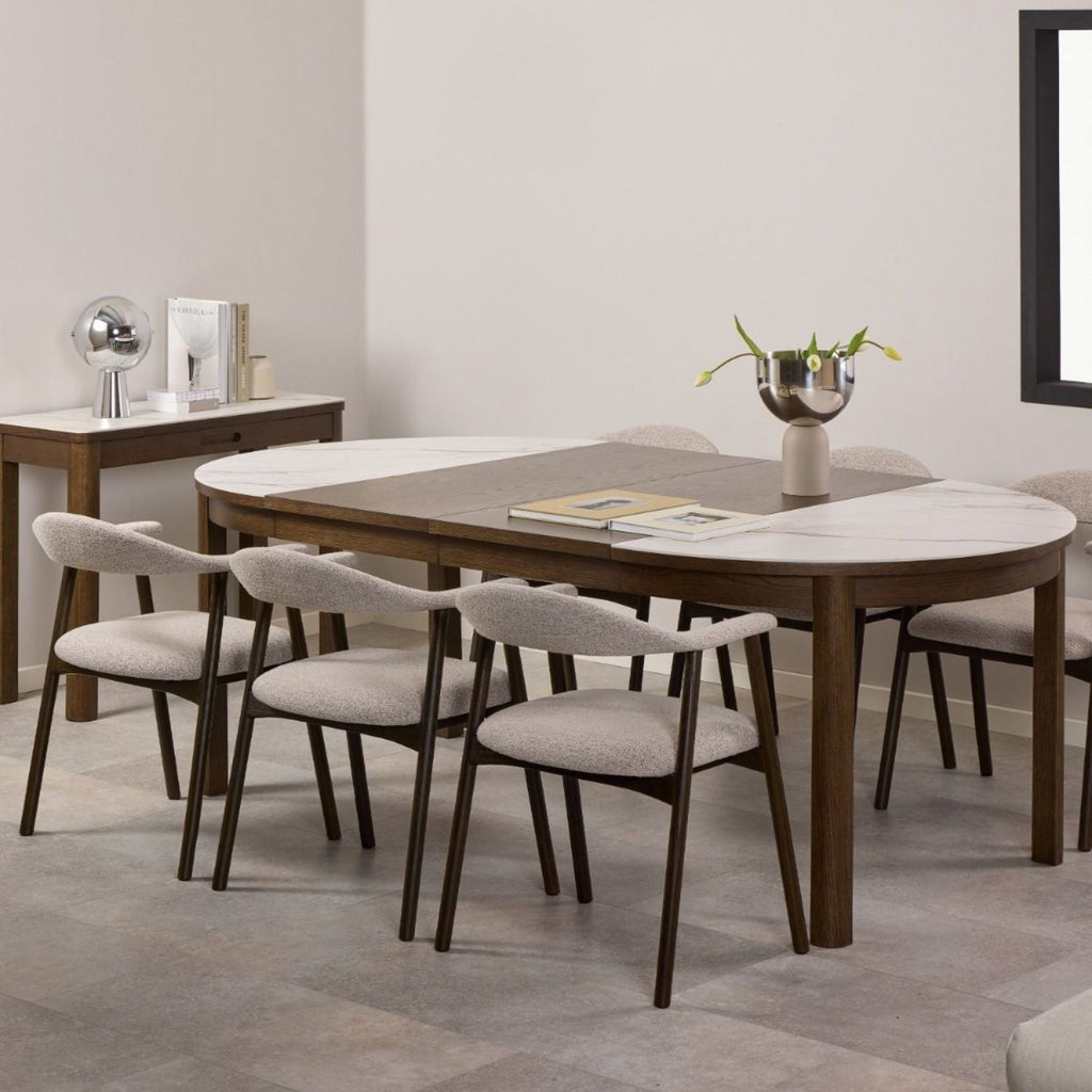 Southampton Round Extendable Dining Table in Cream Ceramic 120 220 x 120 x 75cm