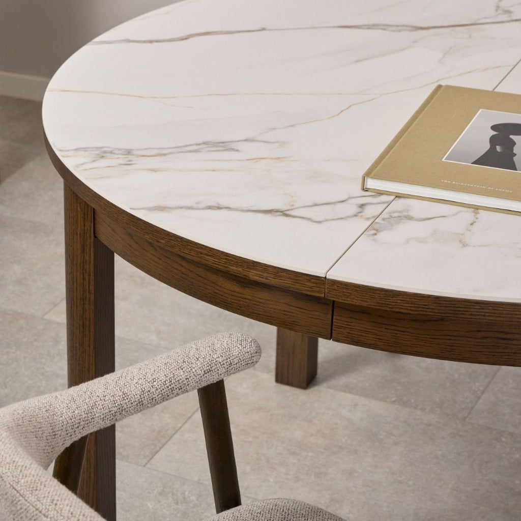 Southampton Round Extendable Dining Table in Cream Ceramic 120 220 x 120 x 75cm