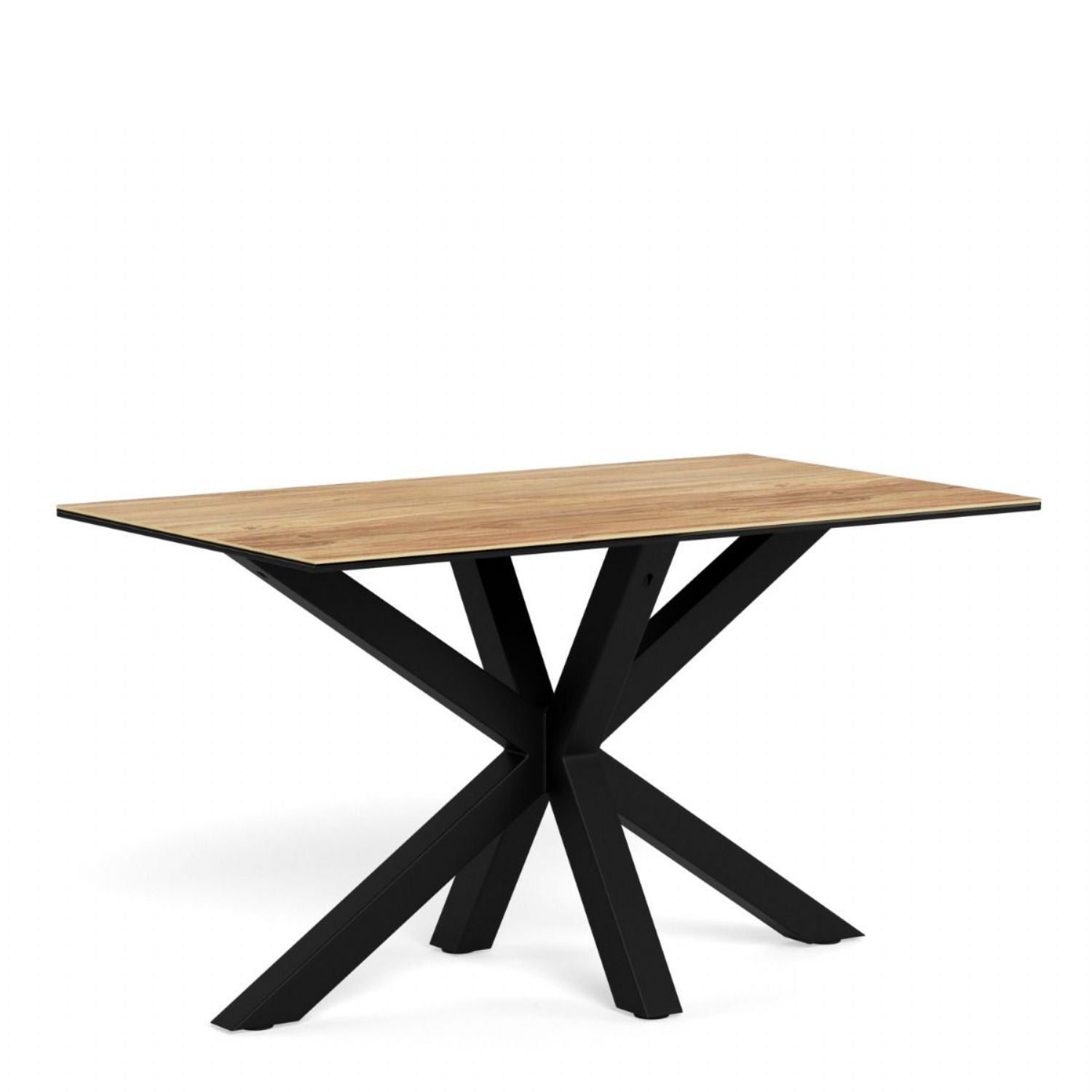 Heaven Dining Table with Wild Oak Ceramic Glass Top in Black 135x80cm