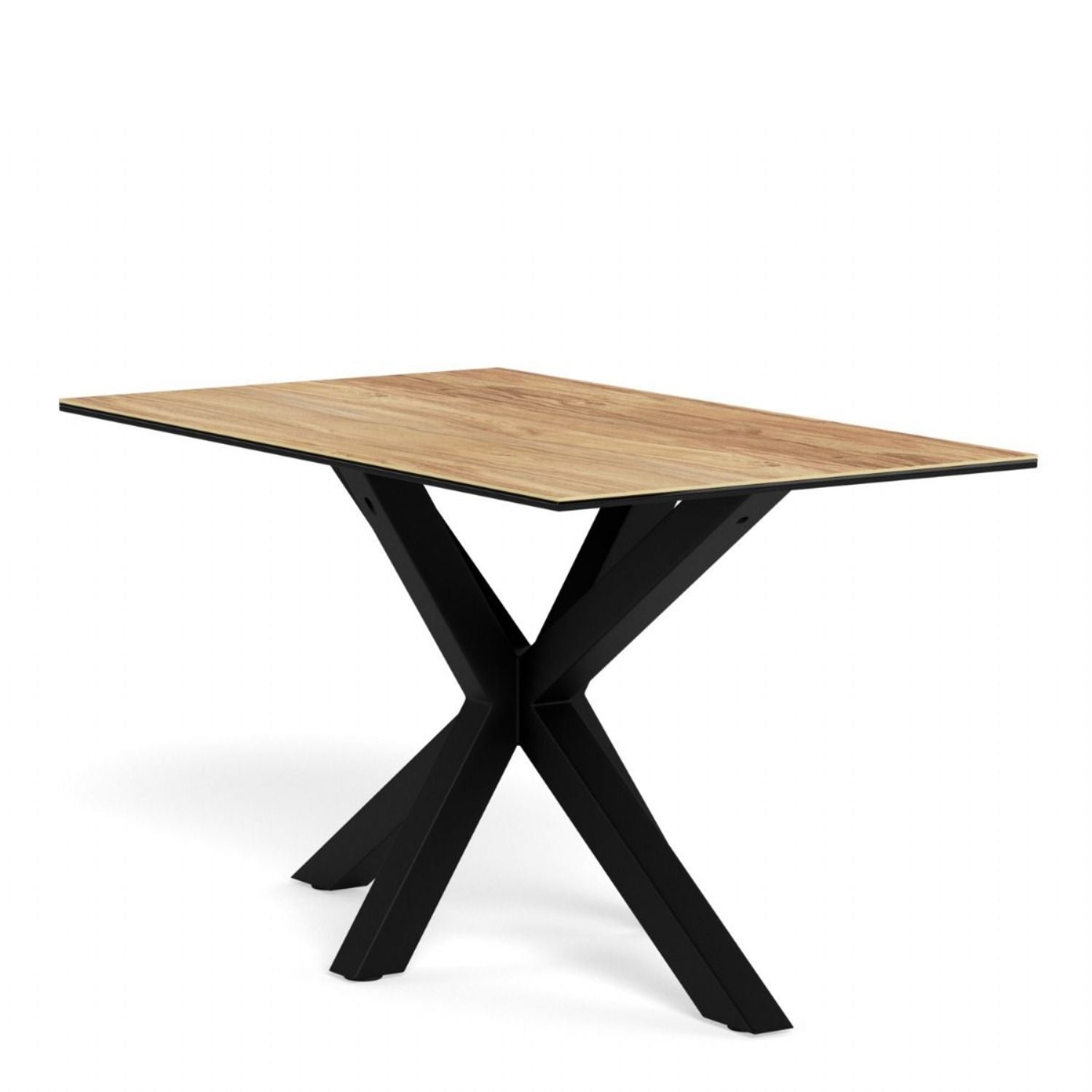 Heaven Dining Table with Wild Oak Ceramic Glass Top in Black 135x80cm