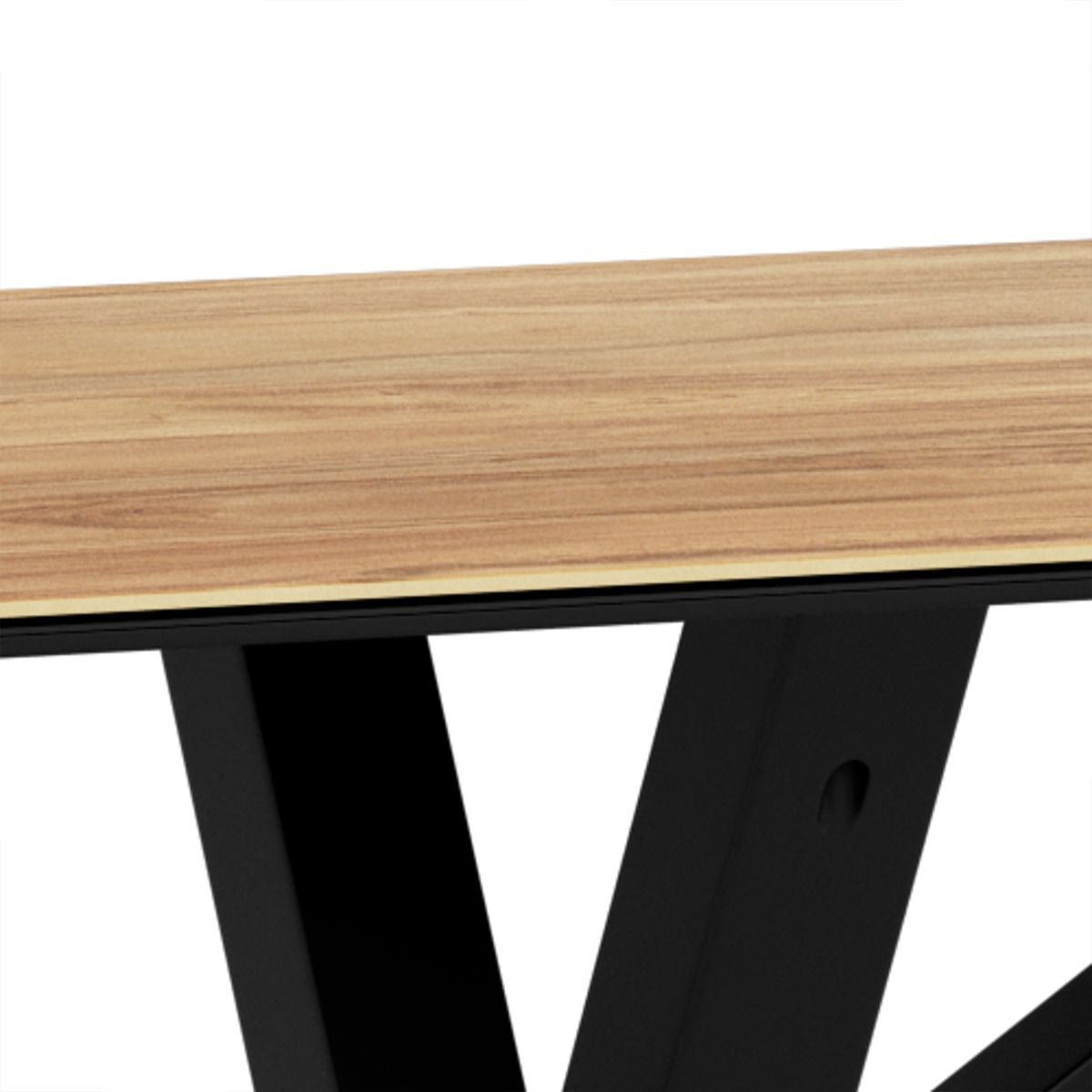 Heaven Dining Table with Wild Oak Ceramic Glass Top in Black 135x80cm