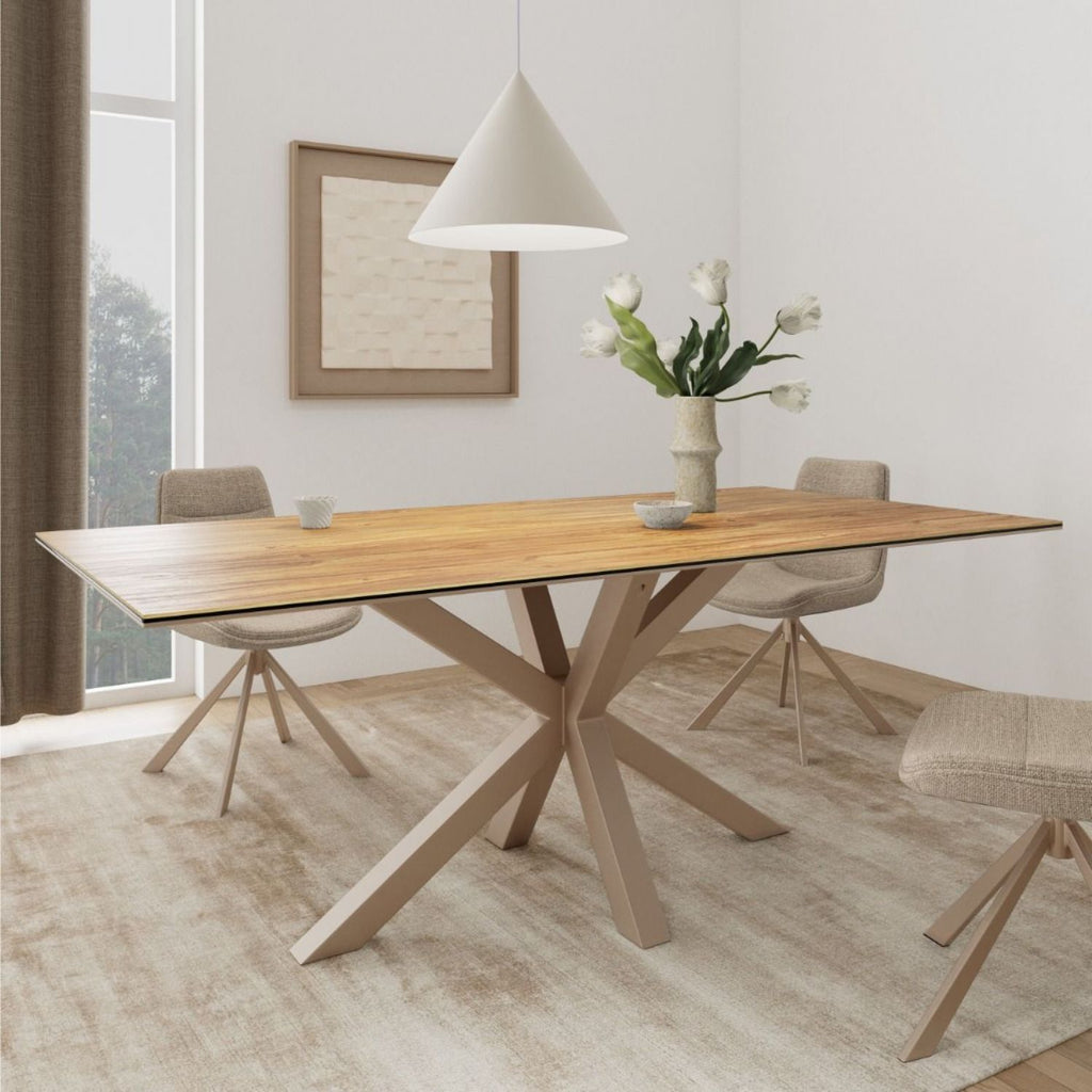 Heaven Dining Table with Wild Oak Ceramic Glass Top in Grey 200x100cm