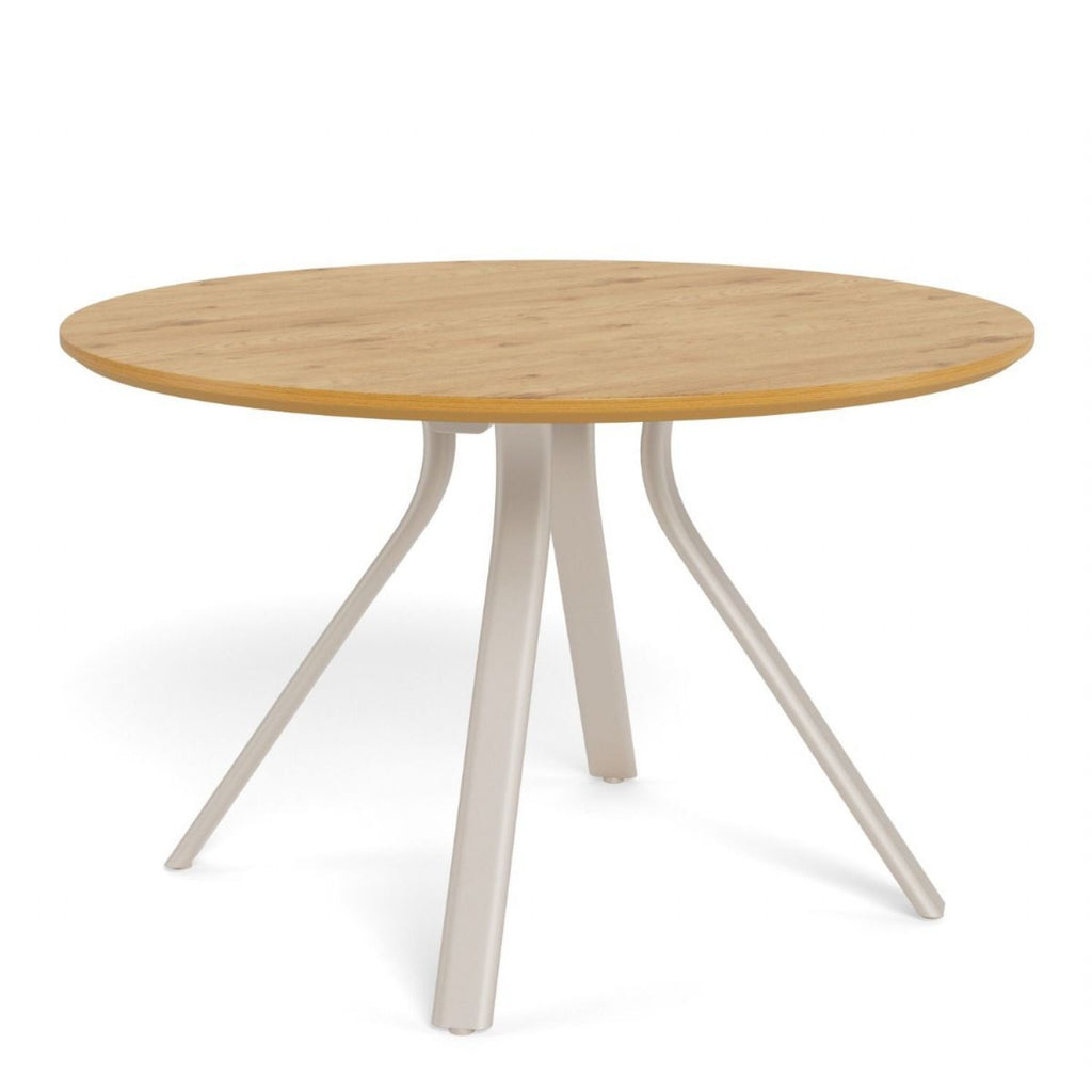 Bristol Round Dining Table in Wild Oak &amp; Grey Metal Base
